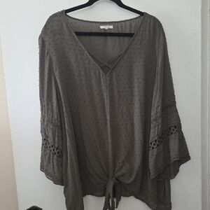 Maurices Dark GreenTunic with Lace Sleeves